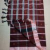 Brown & White Stripe Booti Saree