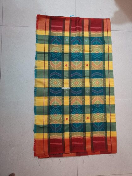 Yellow Green Sambalpuri Panchi Saree