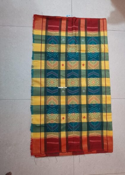 Yellow Green Sambalpuri Panchi Saree