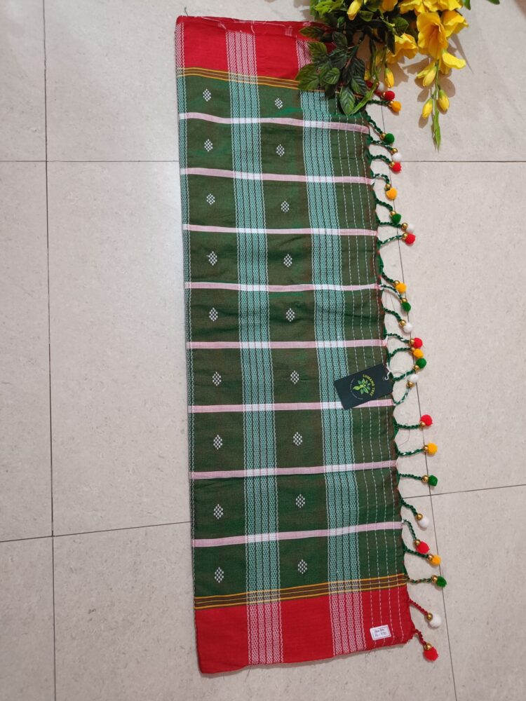 Rifle Green Booti Saree With Jhalar