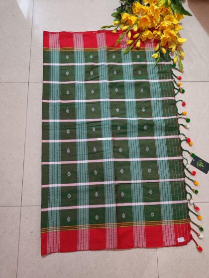 Rifle Green Booti Saree With Jhalar