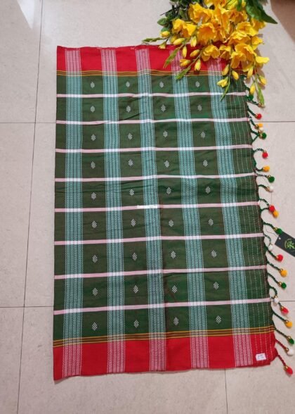 Rifle Green Booti Saree With Jhalar