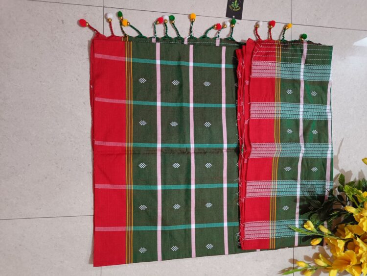 Rifle Green Booti Saree With Jhalar