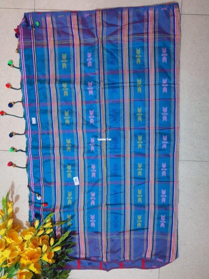 Santali Traditional Saree Teal Blue Panchi Saree
