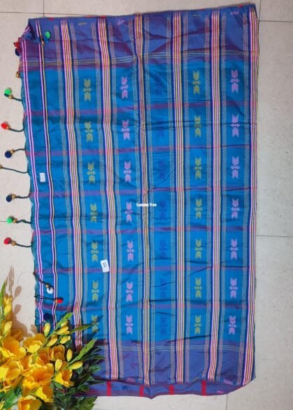 Santali Traditional Saree Teal Blue Panchi Saree