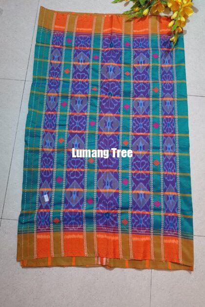 Santali Traditional SareeDeep Aqua Blue Sambalpuri Panchi Saree