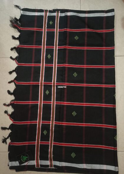 Black and Red Stipe Booti Dhoti