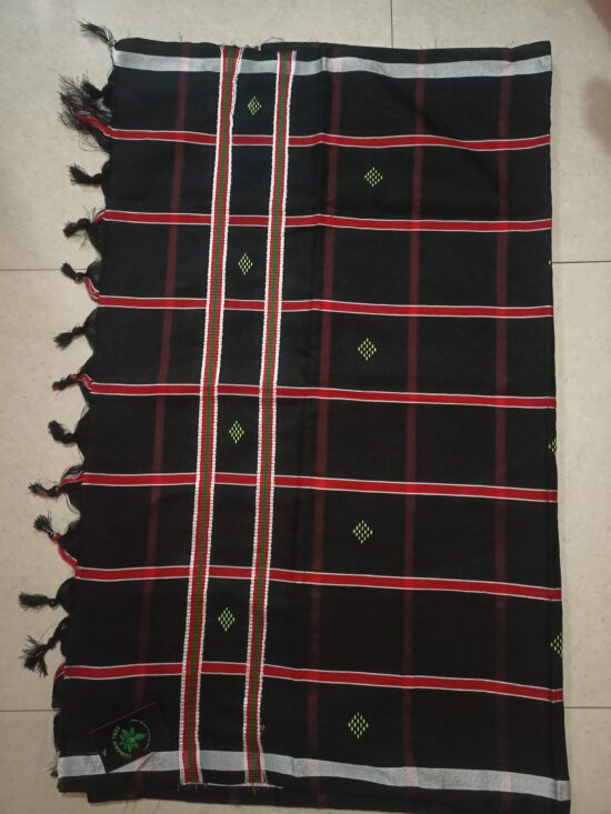 Black and Red Stipe Booti Dhoti