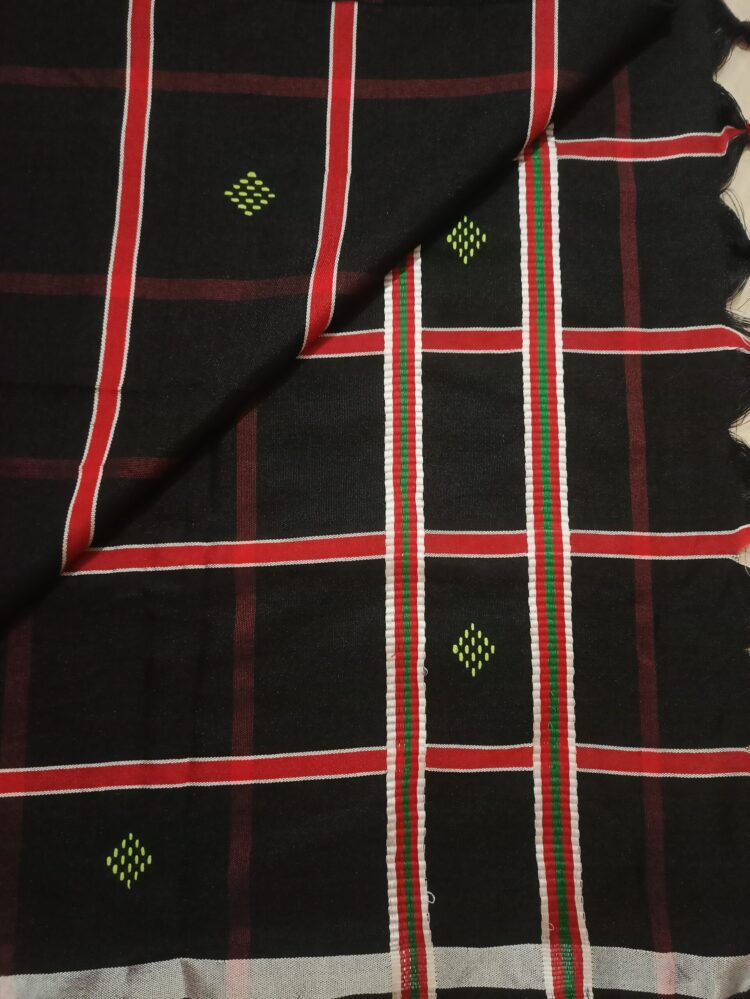 Black and Red Stipe Booti Dhoti