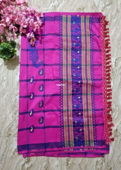 Pink Mushroom Work Dhoti