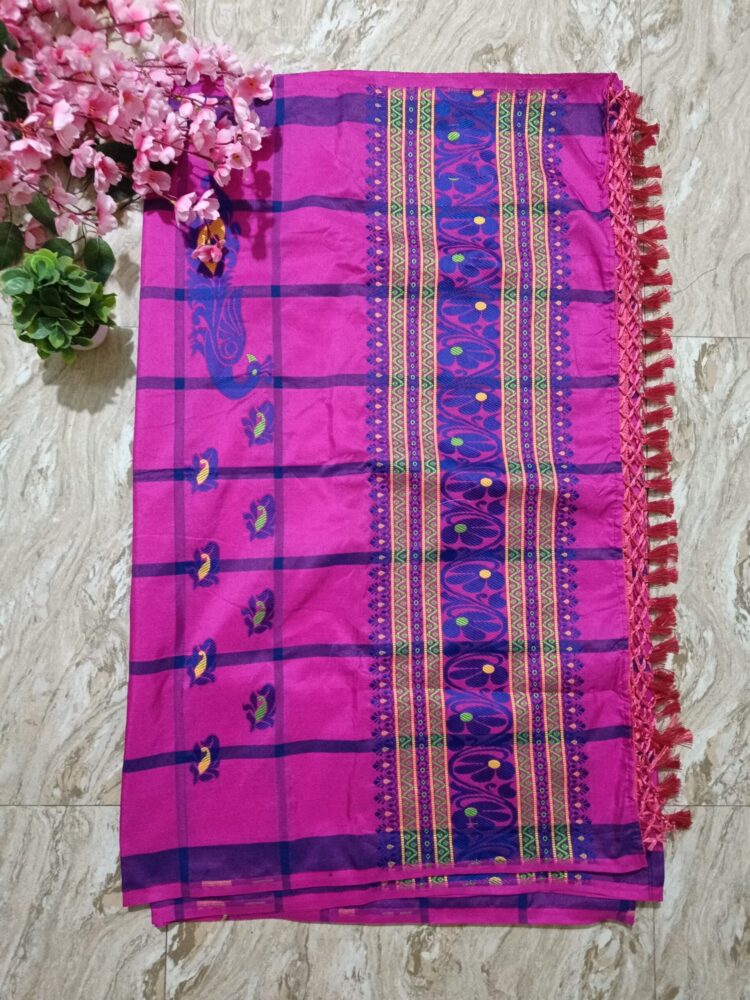Pink Mushroom Work Dhoti