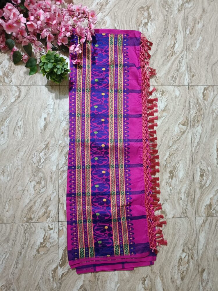 Pink Mushroom Work Dhoti
