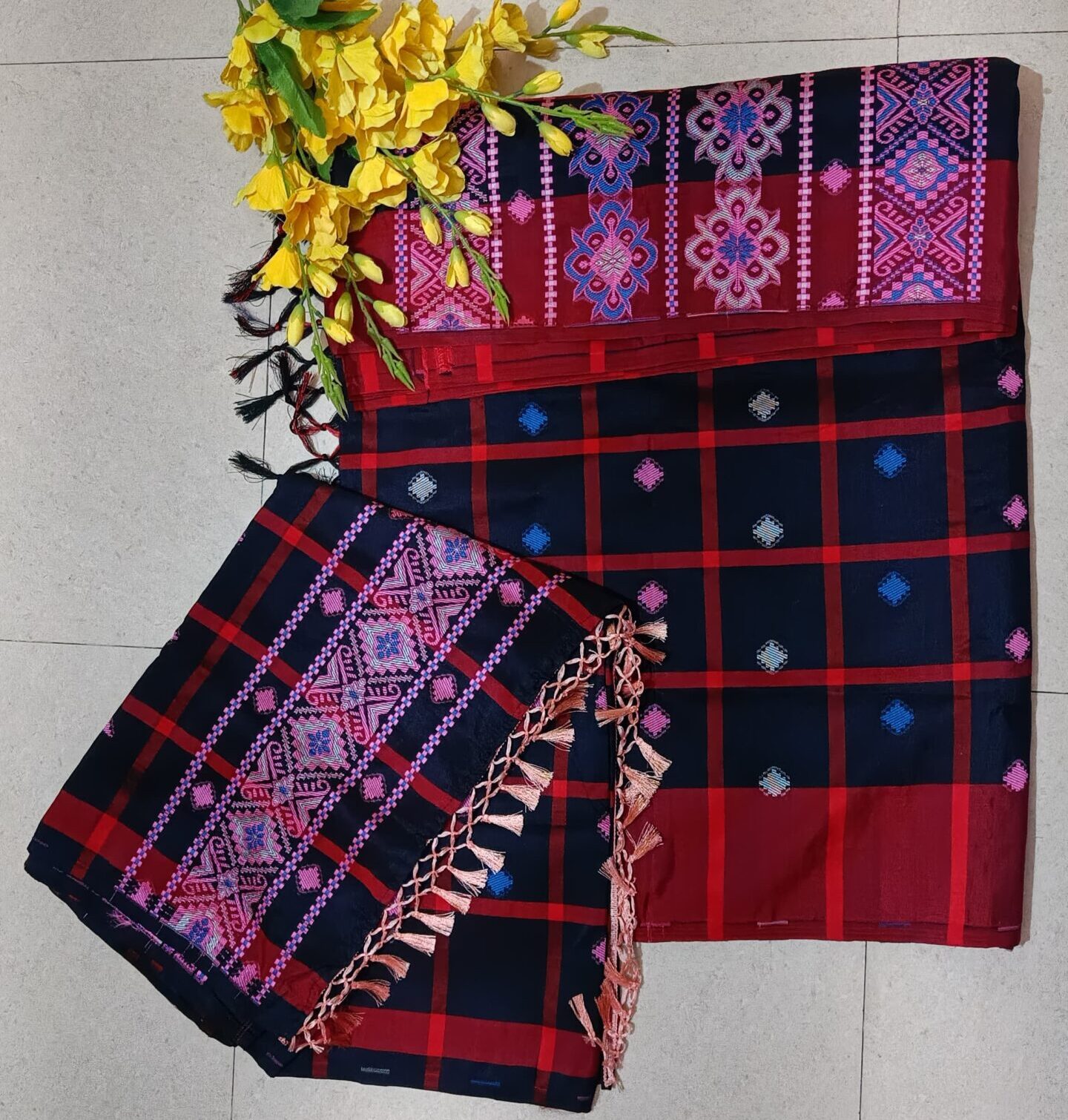Santhali Couple Combo Panchi Saree and Dhoti
